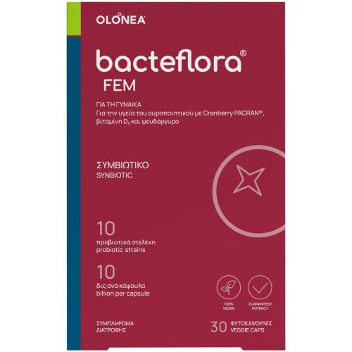 Olonea Bacteflora Fem Synbiotics Συμπλήρωμα Διατροφής με Βιταμίνη D3 & Ψευδάργυρο για Προφύλαξη από Ουρολοιμώξεις 30veg.caps